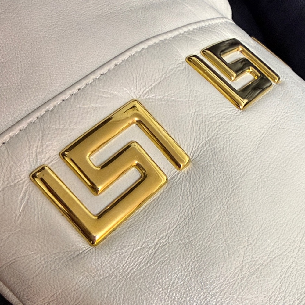 Paris Cream Leather Tassel Crossbody Bag with Gold Accents - Picture 3 of 14